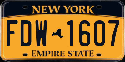 NY license plate FDW1607