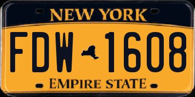 NY license plate FDW1608