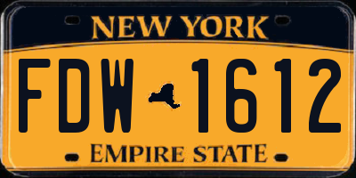 NY license plate FDW1612