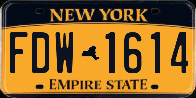 NY license plate FDW1614