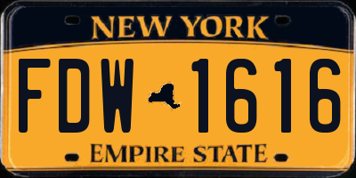 NY license plate FDW1616
