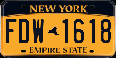 NY license plate FDW1618