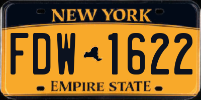 NY license plate FDW1622