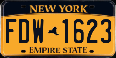 NY license plate FDW1623