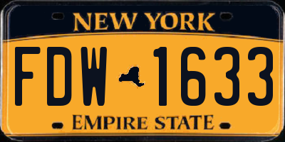 NY license plate FDW1633