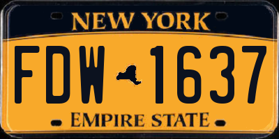 NY license plate FDW1637