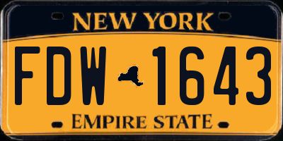 NY license plate FDW1643