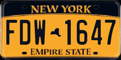 NY license plate FDW1647