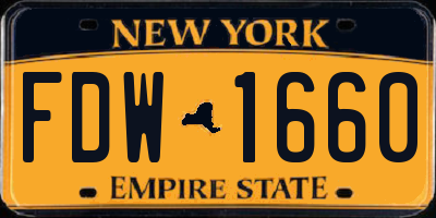 NY license plate FDW1660