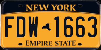 NY license plate FDW1663