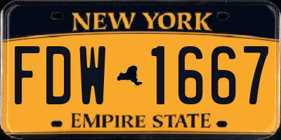 NY license plate FDW1667