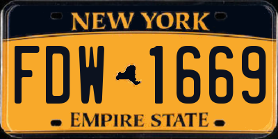 NY license plate FDW1669