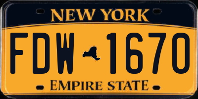 NY license plate FDW1670