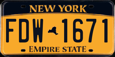 NY license plate FDW1671