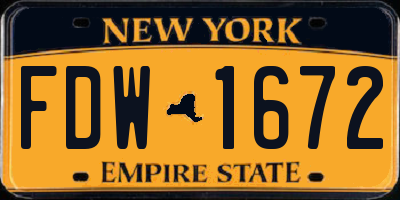 NY license plate FDW1672