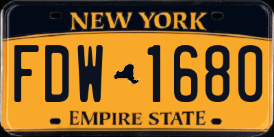 NY license plate FDW1680