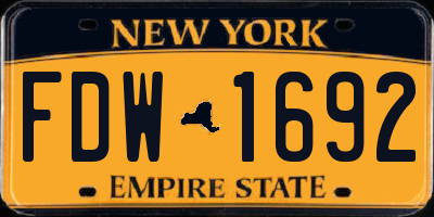 NY license plate FDW1692