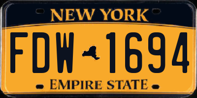 NY license plate FDW1694