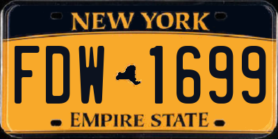 NY license plate FDW1699