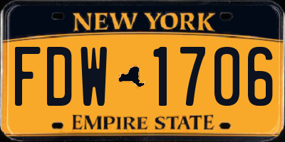 NY license plate FDW1706