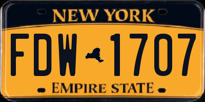 NY license plate FDW1707