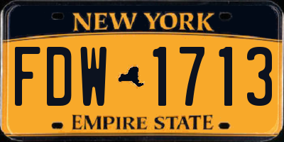 NY license plate FDW1713