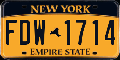 NY license plate FDW1714