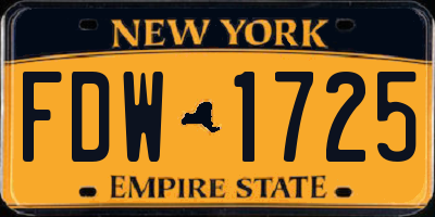 NY license plate FDW1725