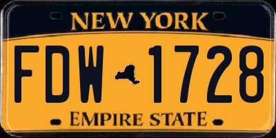 NY license plate FDW1728