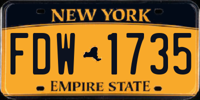 NY license plate FDW1735