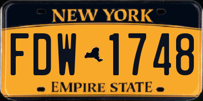 NY license plate FDW1748