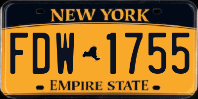 NY license plate FDW1755