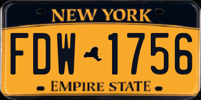 NY license plate FDW1756