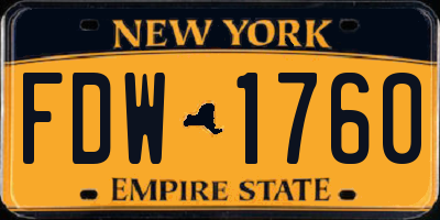NY license plate FDW1760