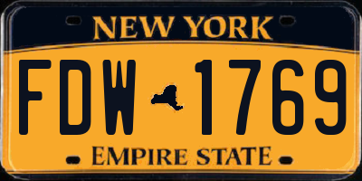 NY license plate FDW1769