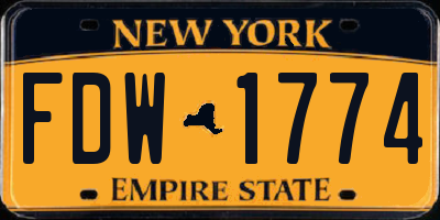 NY license plate FDW1774