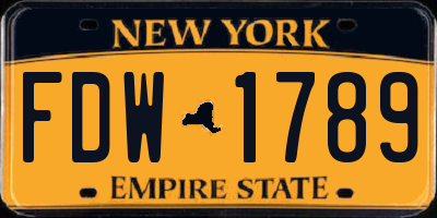 NY license plate FDW1789