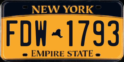 NY license plate FDW1793
