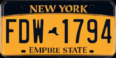 NY license plate FDW1794