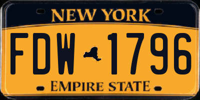 NY license plate FDW1796