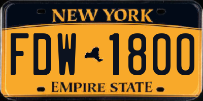 NY license plate FDW1800