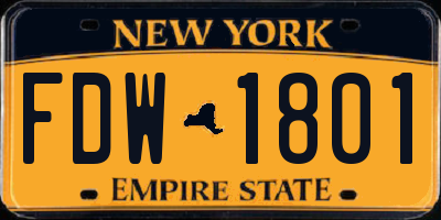 NY license plate FDW1801