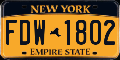 NY license plate FDW1802