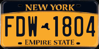 NY license plate FDW1804