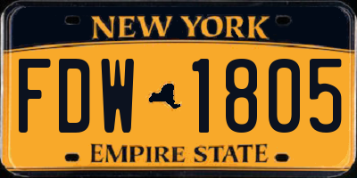 NY license plate FDW1805