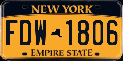 NY license plate FDW1806