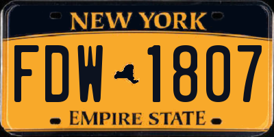 NY license plate FDW1807