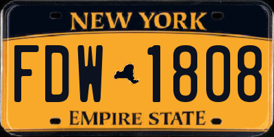 NY license plate FDW1808