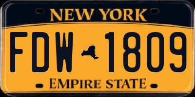 NY license plate FDW1809