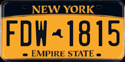 NY license plate FDW1815